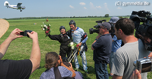 Die damals 90-jährige Hannchen mit Eberhard als Tandemmaster